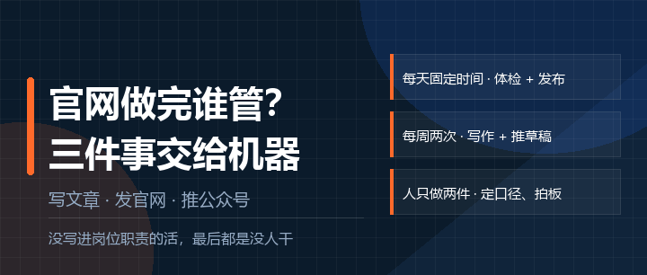 官网做完谁管？写文章、发官网、推公众号交给机器